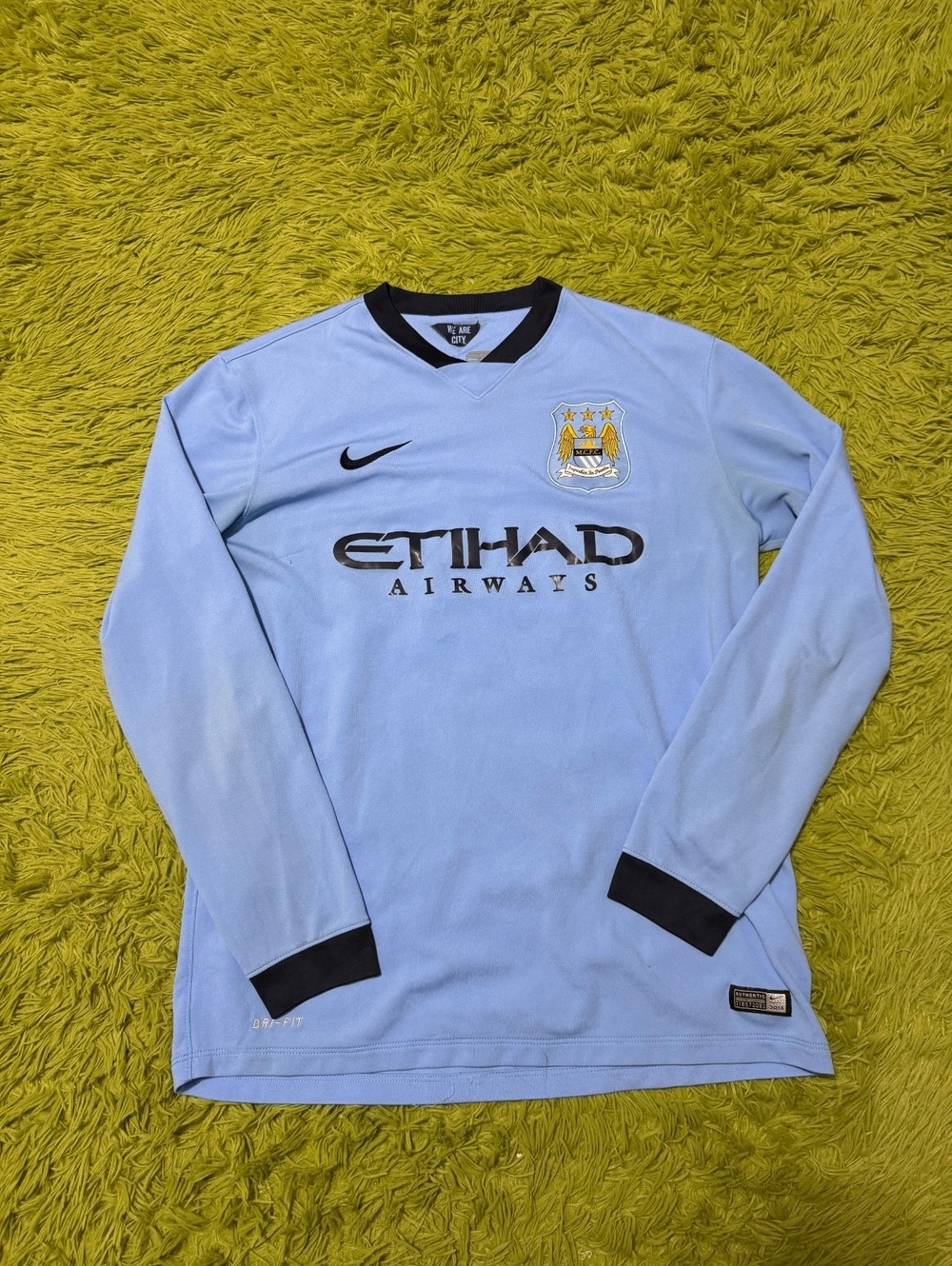 Nike Manchester City 2014/2015 Football Soccer Long Sleeve Jersey Size Large